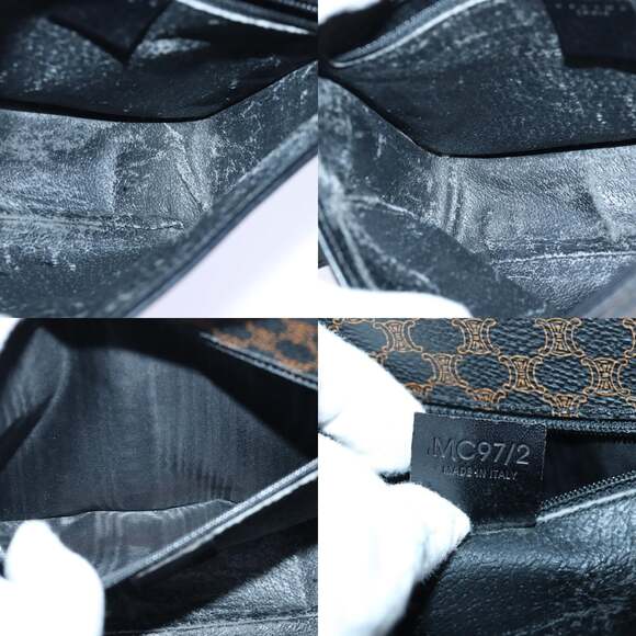 CELINE Macadam Canvas Shoulder Bag Pvc Leather Black - Picture 12 of 12